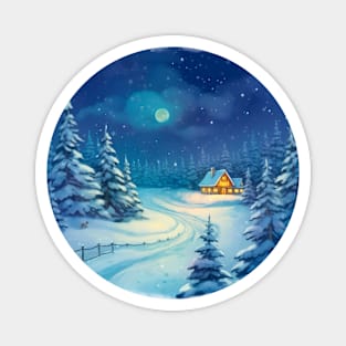 Winter landscape  Christmas w Magnet